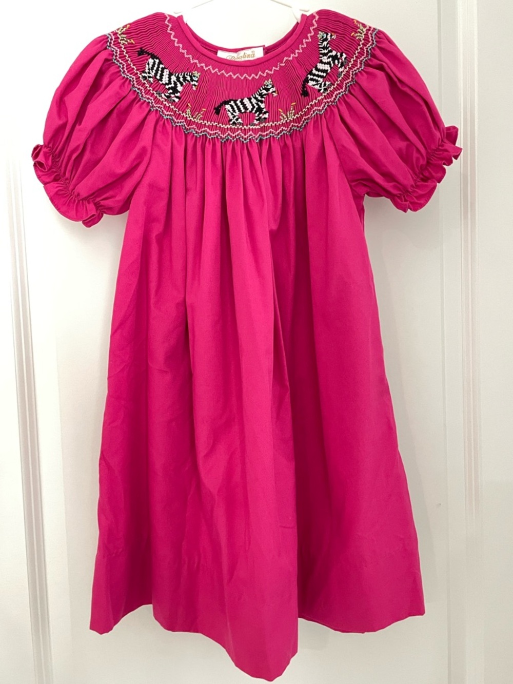 NEW Rosalina Collection Zebra Smocked Bishop Dress Size 3T Pink Embroidered. 15